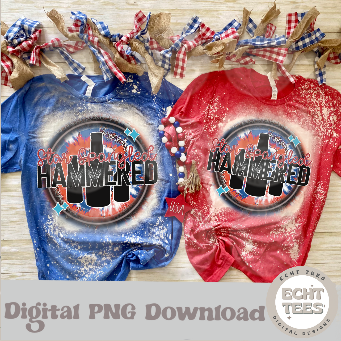 Star Spangled Hammered PNG Digital Download