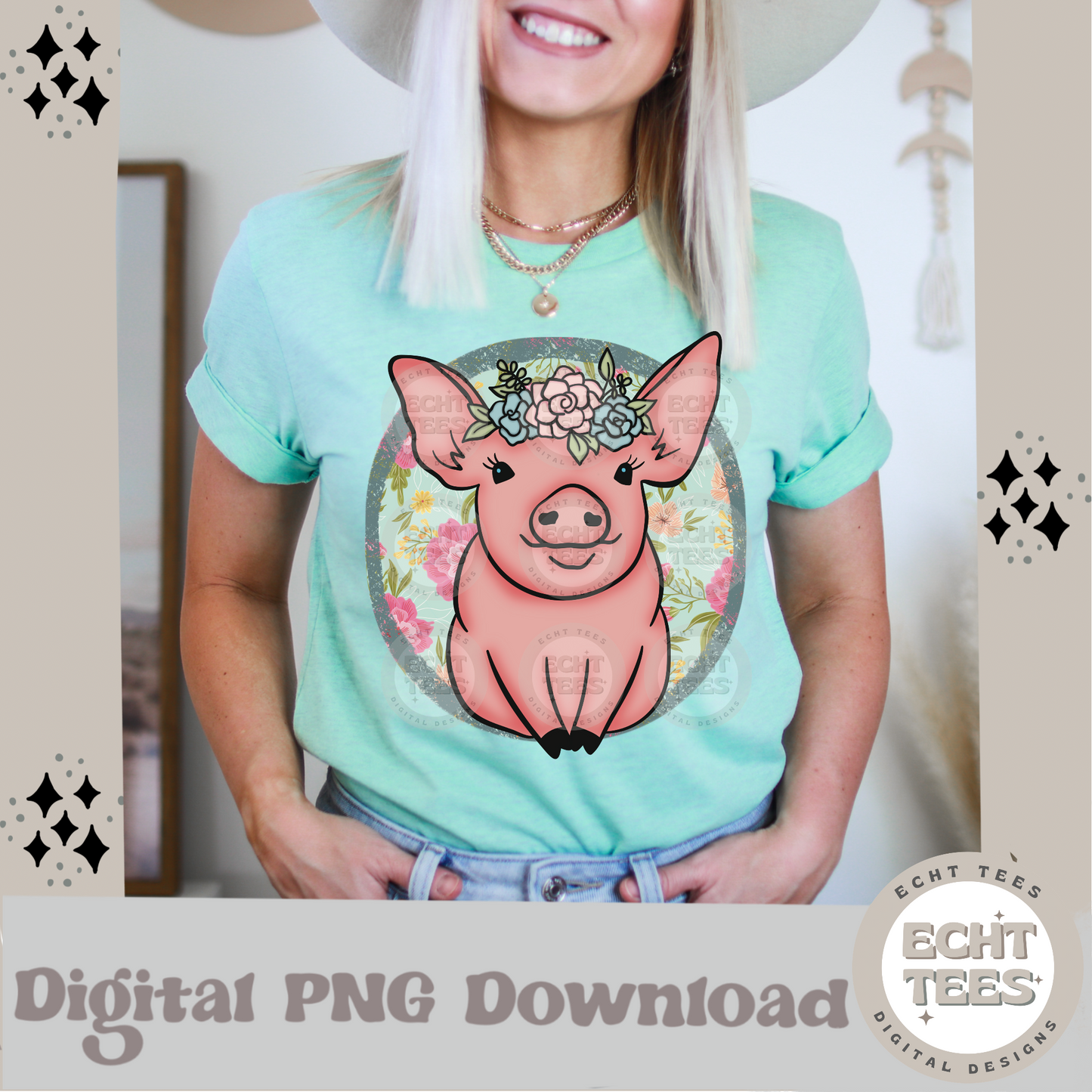 Spring Pig PNG Digital Download