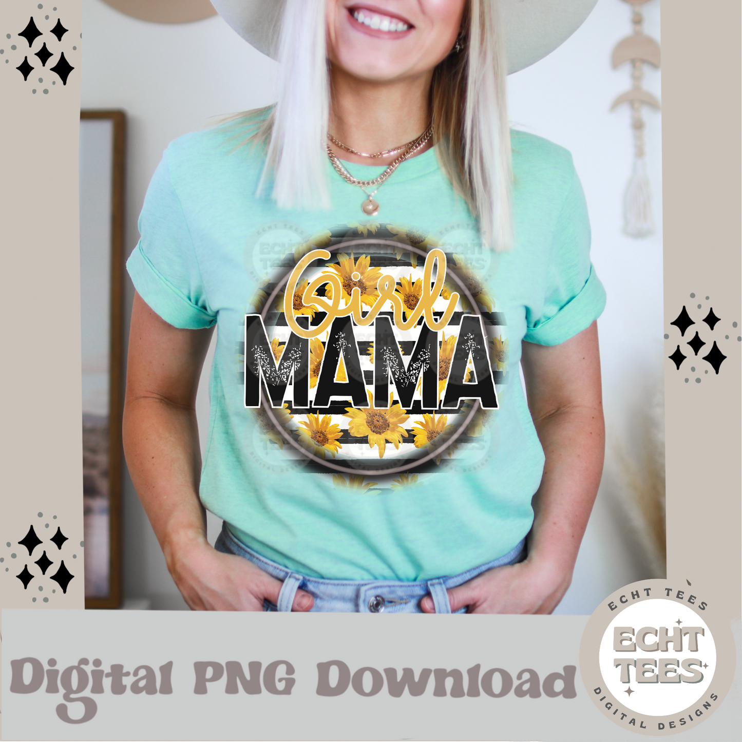 Girl Mama Sunflowers PNG Digital Download