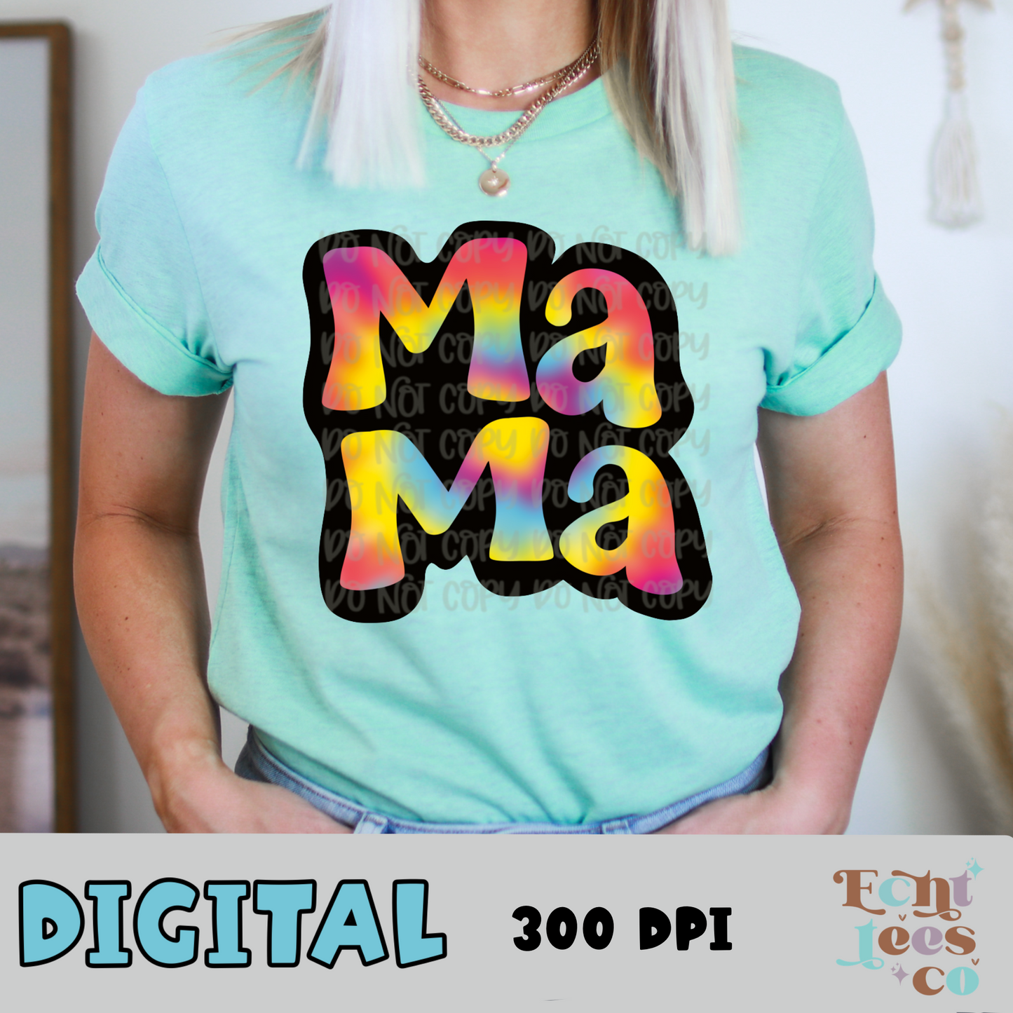 Mama retro tie dye PNG Digital Download
