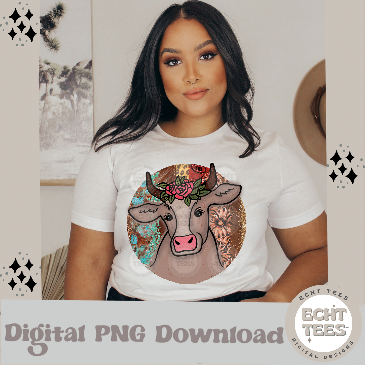 Cute Cow PNG Digital Download