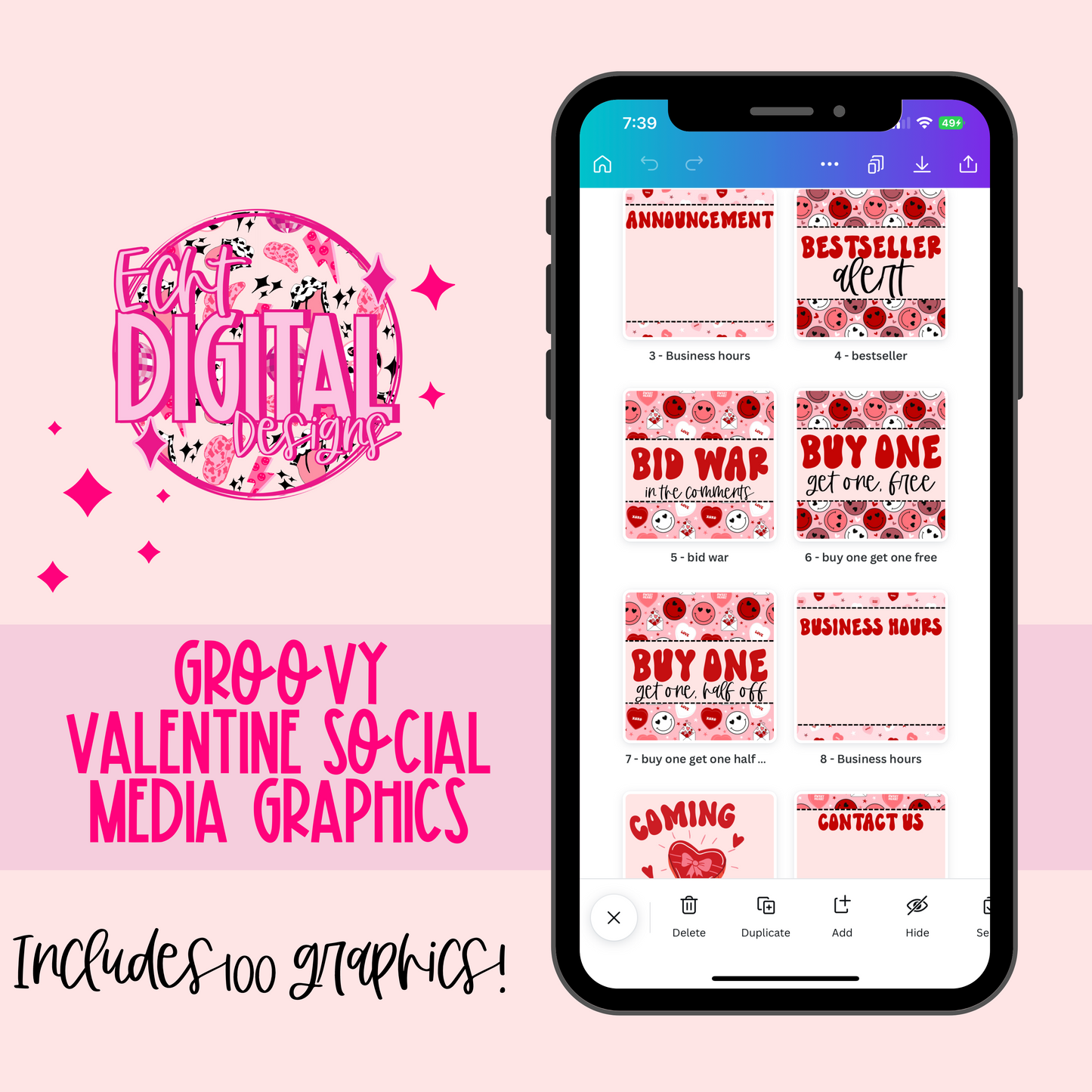 Groovy Valentine Social Media Graphics Set
