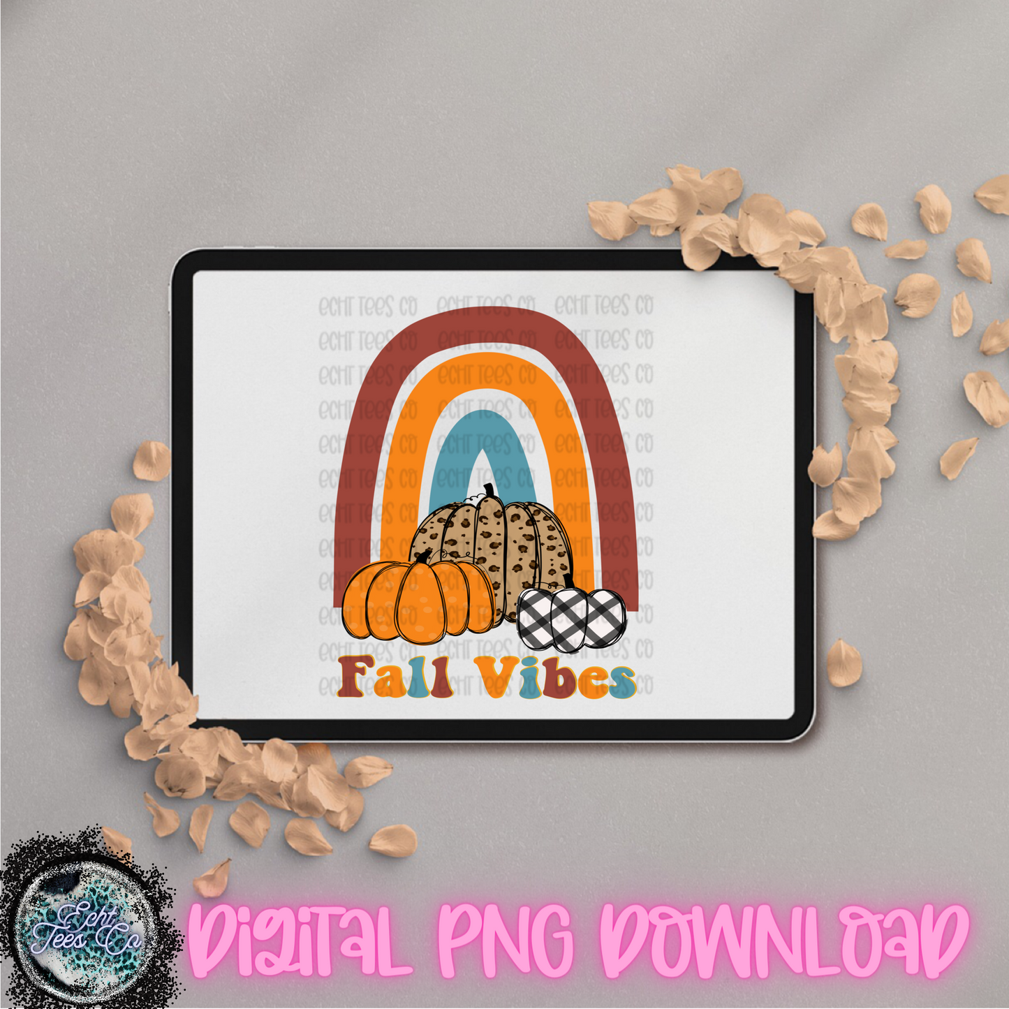 Fall Vibes Rainbow PNG Digital Download