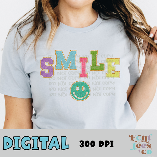 Smile Faux Chenille PNG Digital Download
