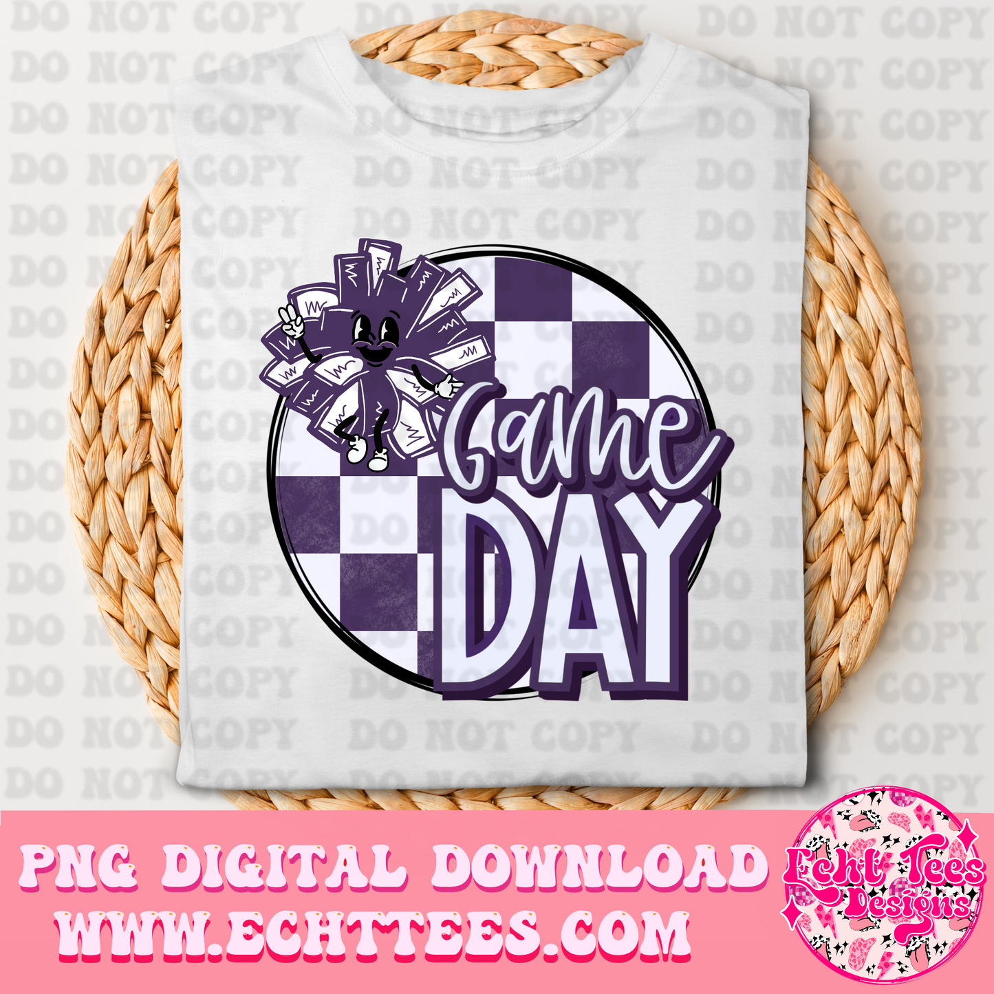 Game Day Cheer Purple PNG Digital Download