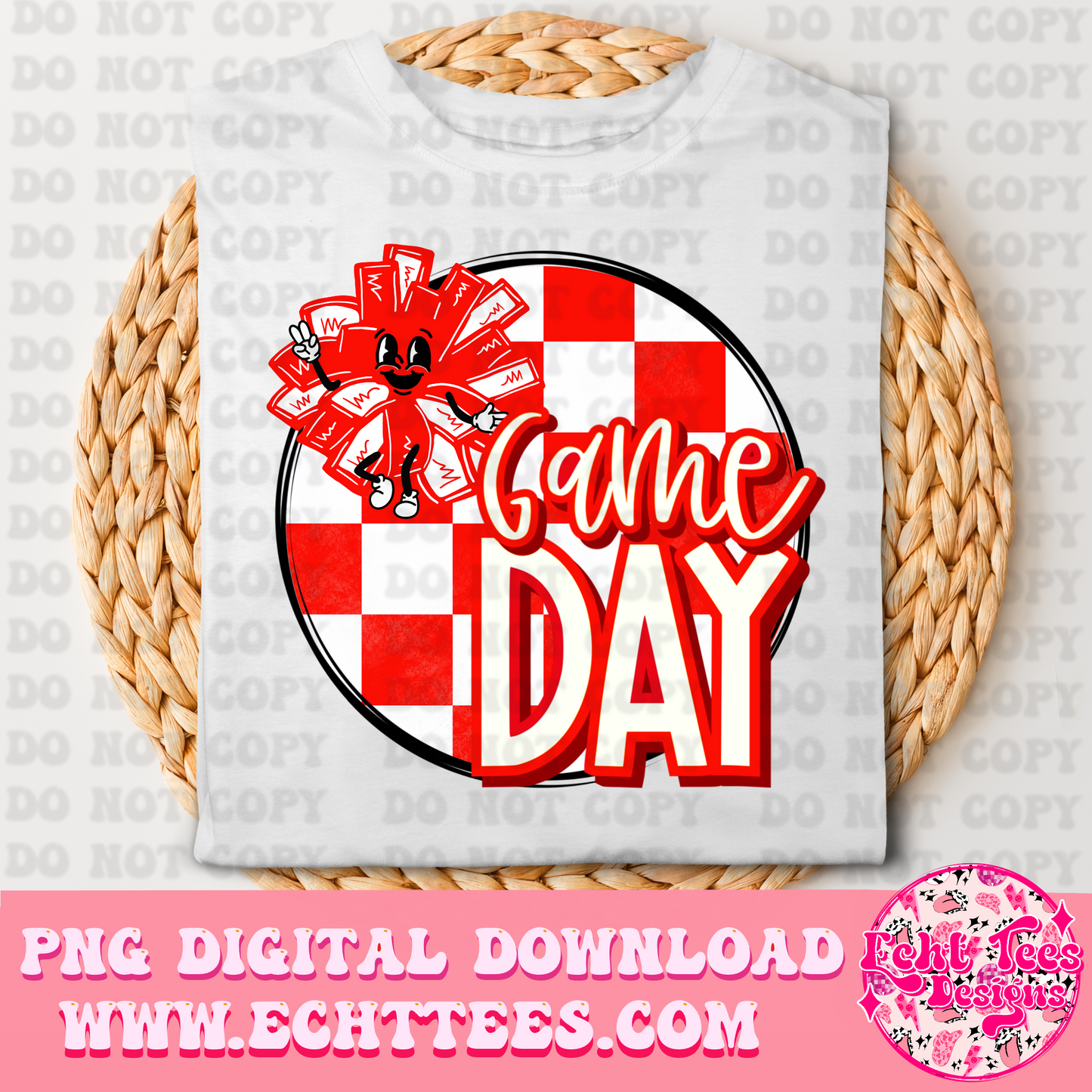 Game Day Cheer Red PNG Digital Download