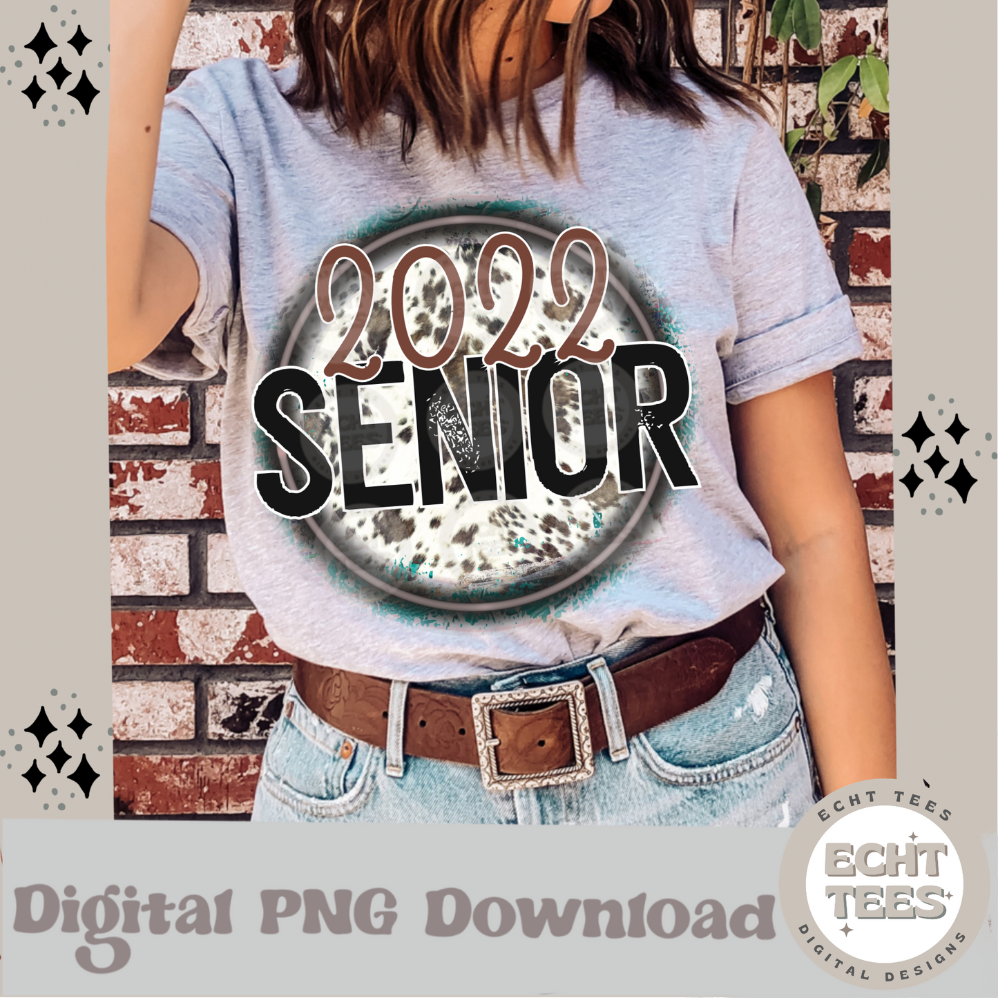 Senior 2022 cowprint PNG Digital Download