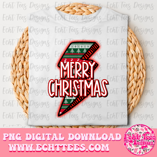 Merry Christmas bolt PNG Digital Download