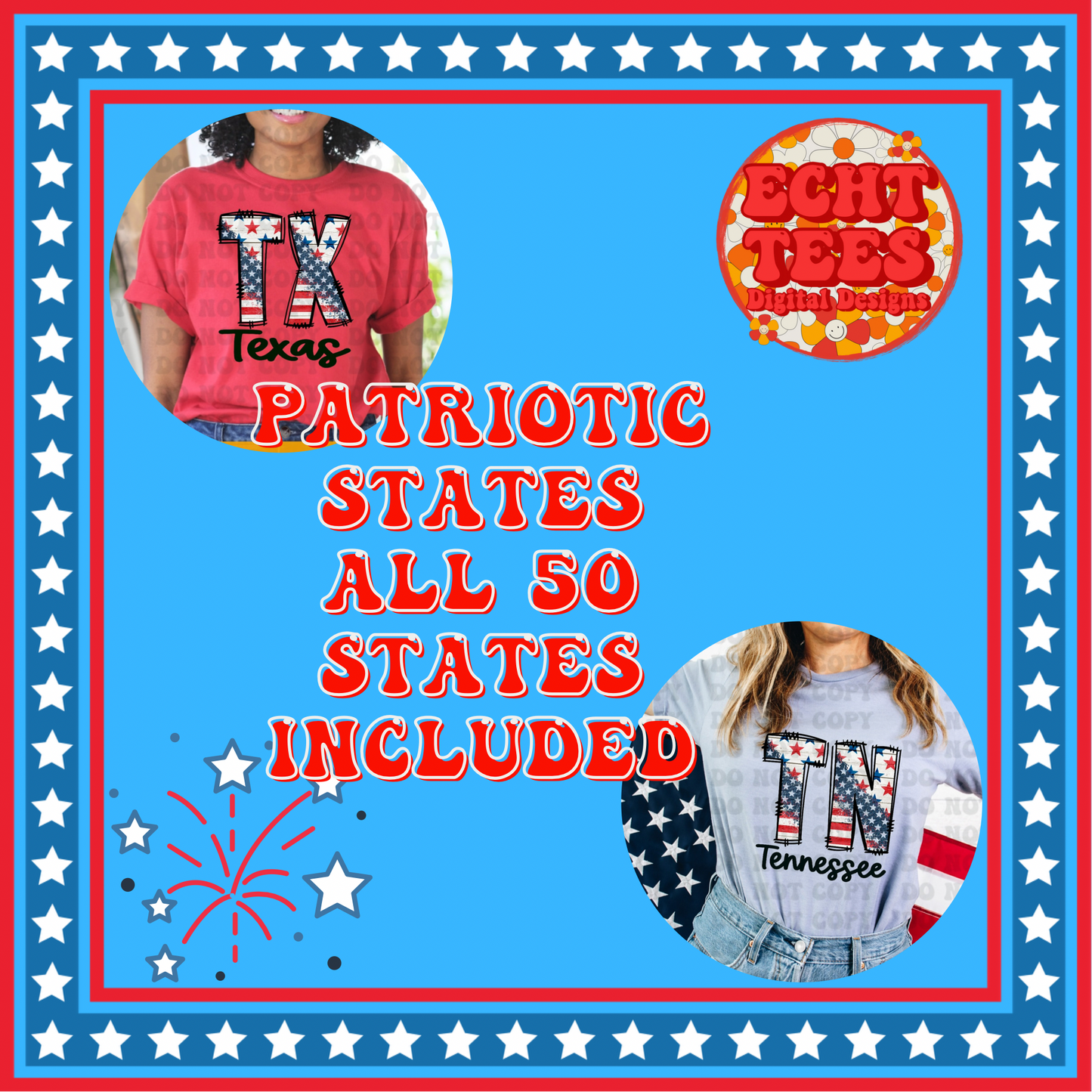 Patriotic States Bundle PNG Digital Download